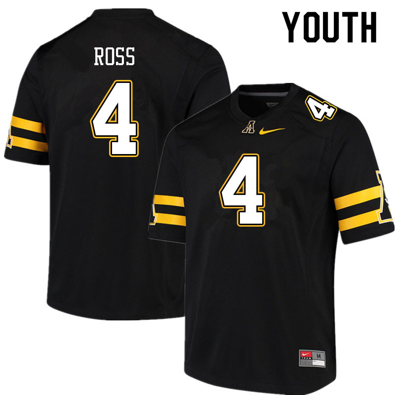 Youth #4 Nick Ross Appalachian State Mountaineers College Football Jerseys Sale-Black - Click Image to Close
